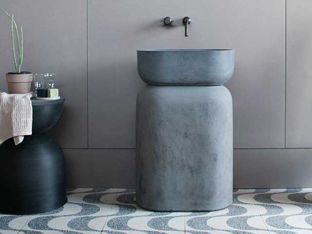 Stone eco bathroom basin in blue