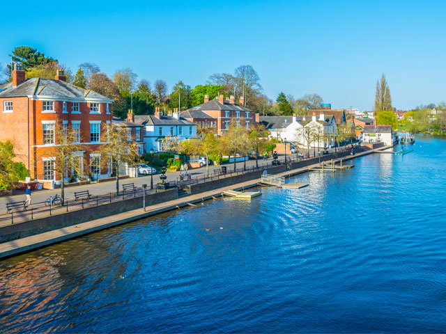 how to flood-proof your home: houses alongside river Dee in Chester