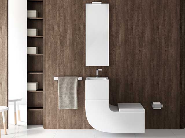 Eco bathroom basin on wooden background