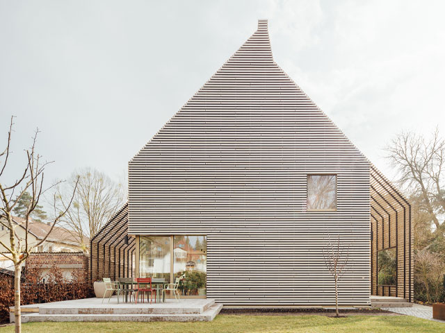 closed-panel timber frame house with clt timber internal walls in Germany