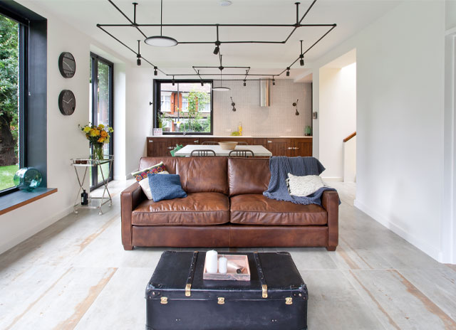 Living room and kitchen in modern extension