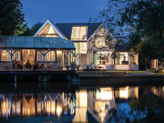 Large home built on a floodplain on the Thames in Weybridge, Surrey, with strict planning regulations 