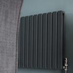Designer radiator in grey with flat panels