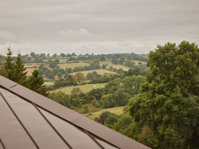 Grand Designs Derbyshire longhouse: the view over the Derby Dales