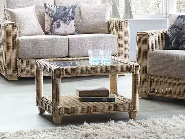 John Lewis rattan coffee table for conservatory with matching rattan furniture