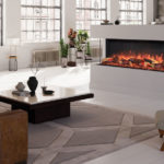 Stovax Avanti 150RW three-sided electric fire with with oak log effect