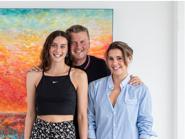 Edward Short with his now grown-up daughters, Nicole and Laure