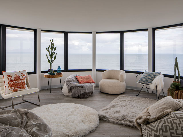 a round living room in a million-pound Devon mansion 