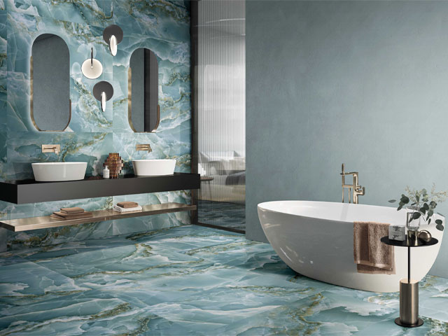 Onyx Aqua Porcelain bathroom idea