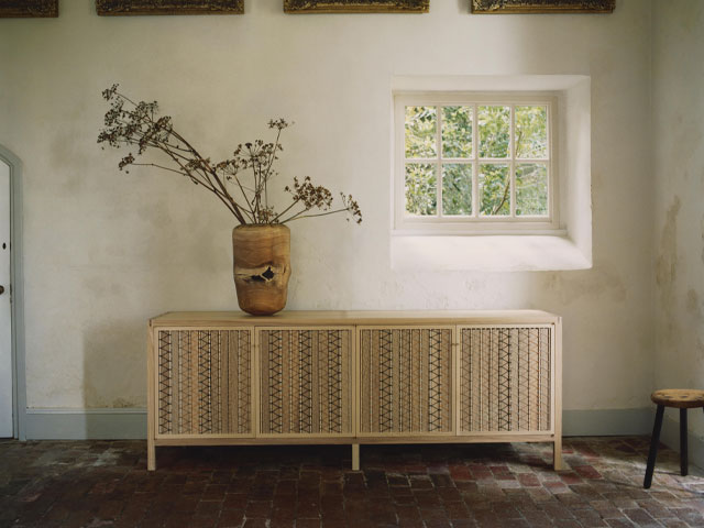 Gareth Neal stitched sideboard bespoke furniture. Photo: Harry Crowder