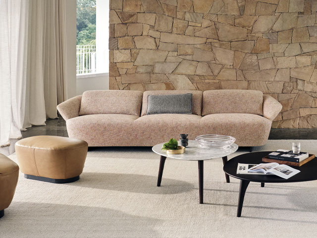 Amalfi blush three-seater customisable sofa by King Living