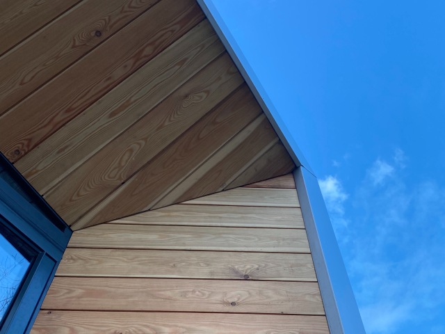 stainless steel and timber clad boxes on a contemporary rear extension