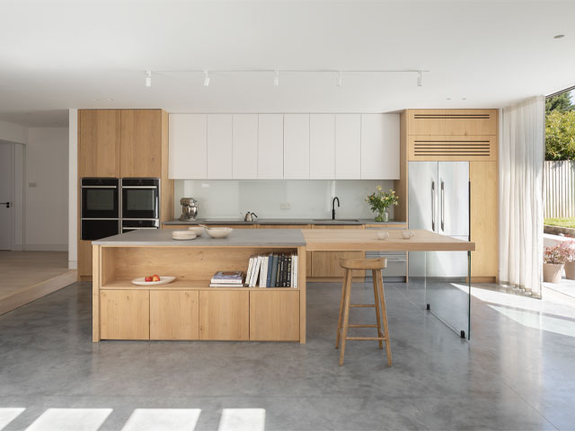 The home has a spacious kitchen and living area on the ground floor. Photo: Stale Eriksen