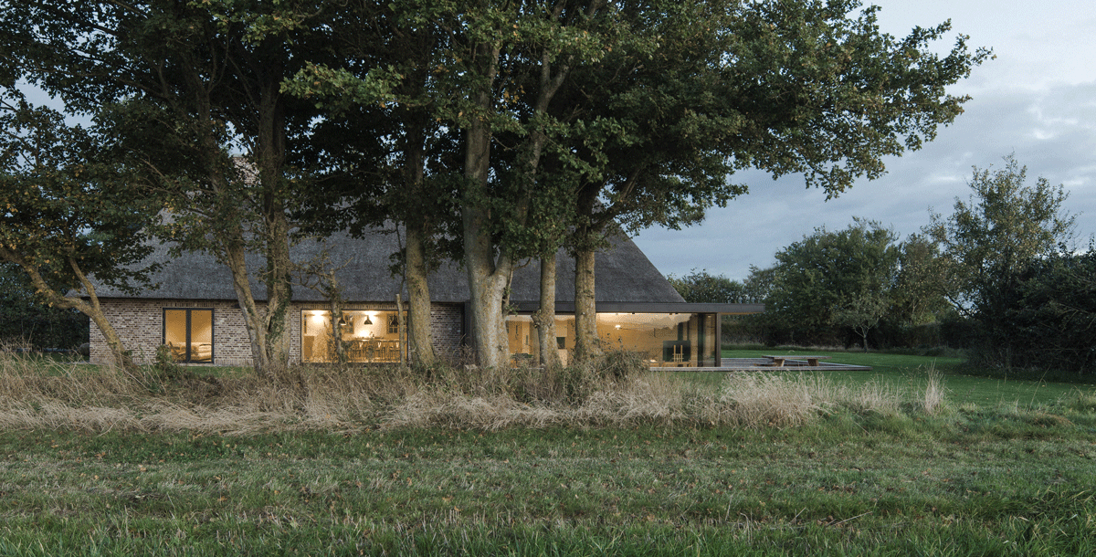 exterior of thatched cottage