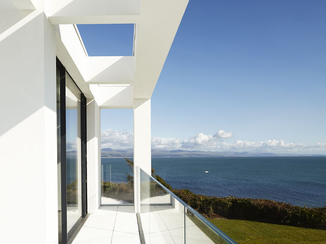 Kay designed the bathrooms, including their sea-view master bathroom.Photo: Andrew Wall