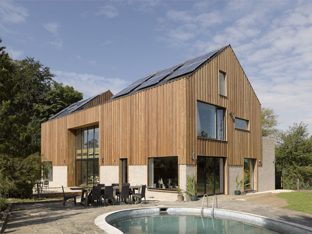 Martin and Kae's Grand Designs home in York is a timber-frame zero carbon family home with outdoor pool