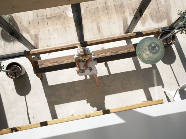 Kae Walker in her zero carbon Grand Designs home in Yorkshire