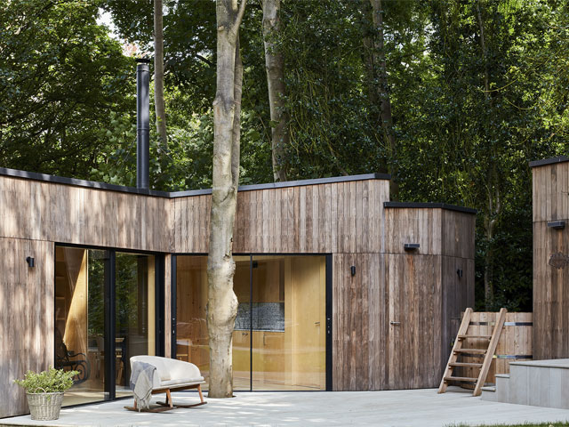 Plans for this garden studio and sauna by Cooke Fawcett were rejected but an arboricultural report and bat survey got it back on track. Photo: Peter Landers