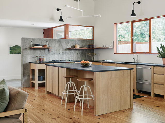 Double Dishdrawer Sanitise dishwasher with Quiet Mark accreditation. Photo: Casey Dunn. Open plan kitchen ideas.