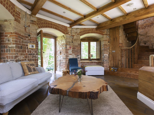The living area of Grand Designs Dinton Castle