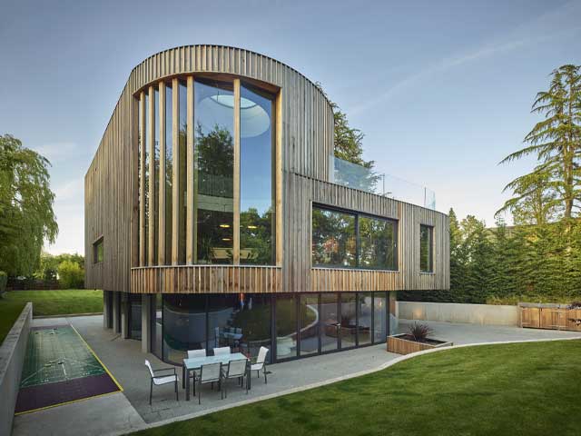 Exterior of Colin and Adele's Manchester cantilever house as featured on Grand Designs