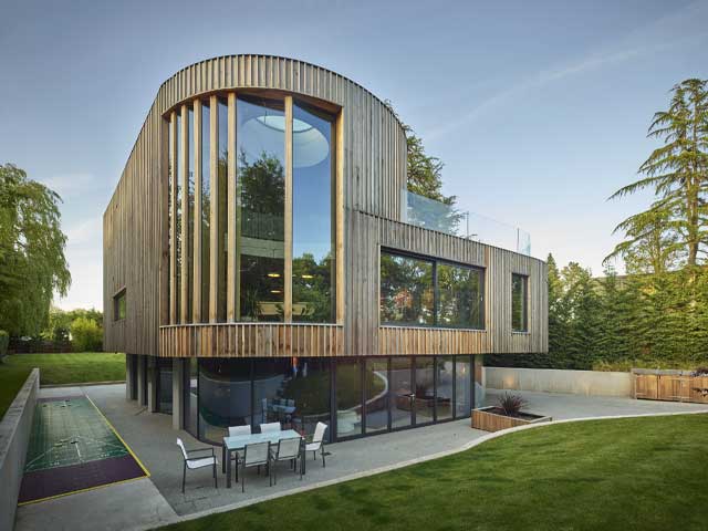 Exterior of Colin and Adele's Manchester cantilever house as featured on Grand Designs