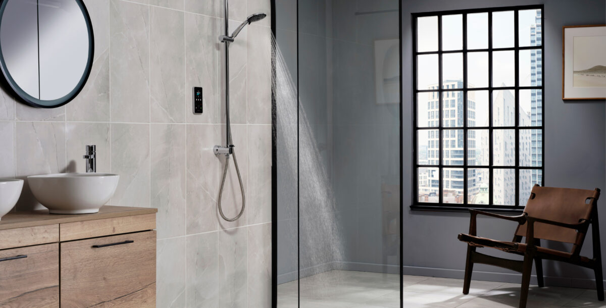 Triton Electric Shower With Ceiling Fed Shower Kit - Silver