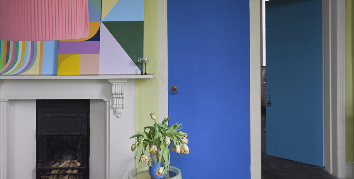 A room painted in bright colours