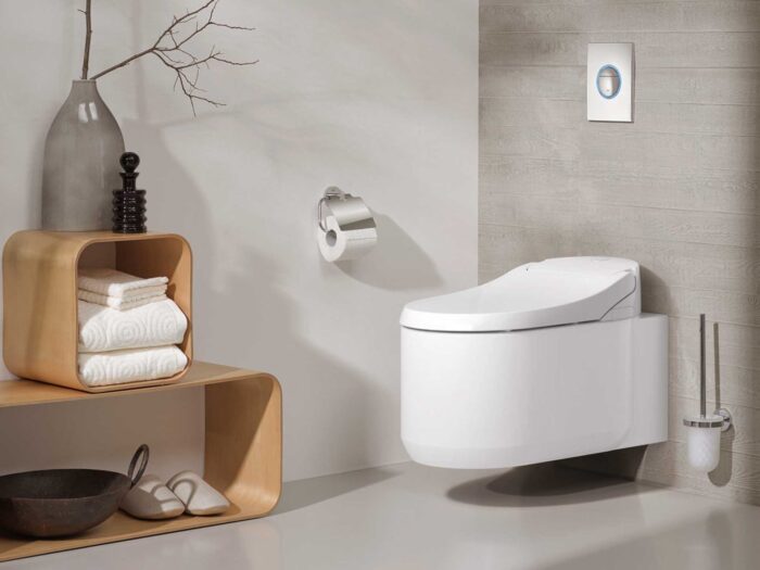 Go for a high tech toilet that utilises technology to save water in your downstairs toilet