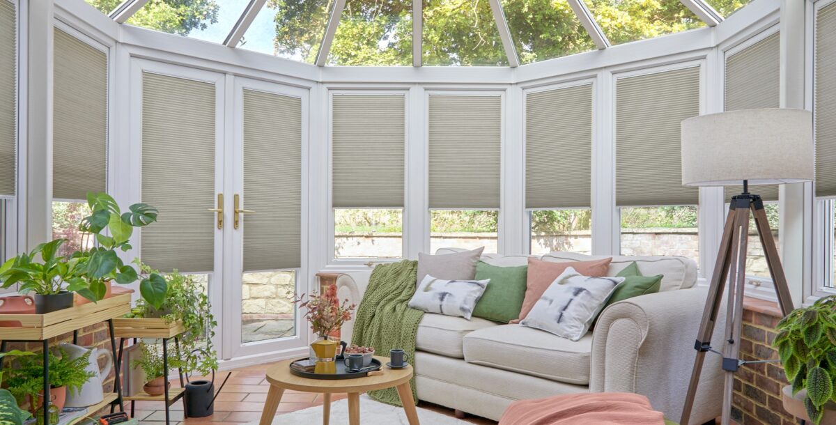 Rotunda conservatory with Duette blinds by Hillarys