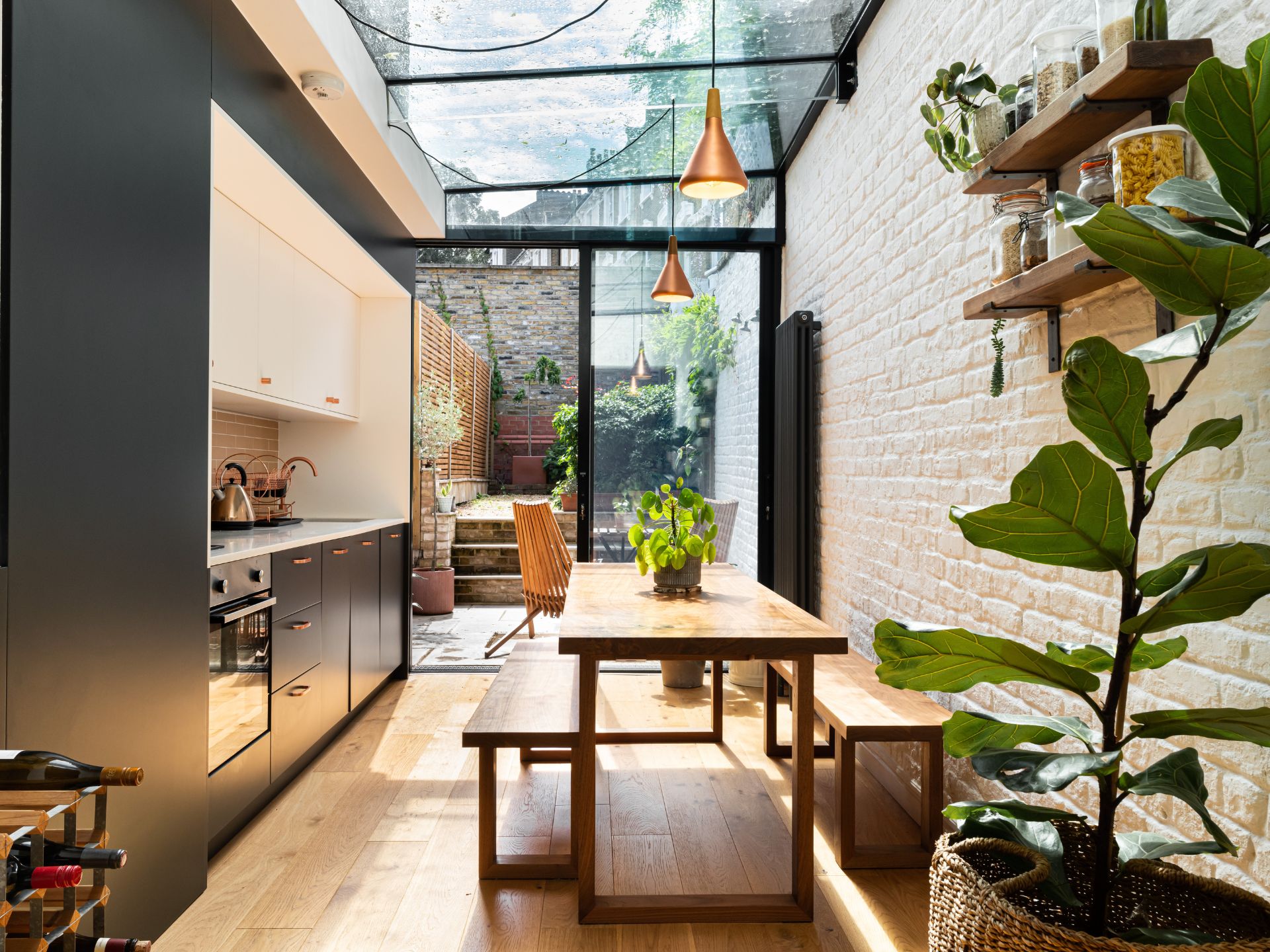 Victorian kitchen extension with a glass roof