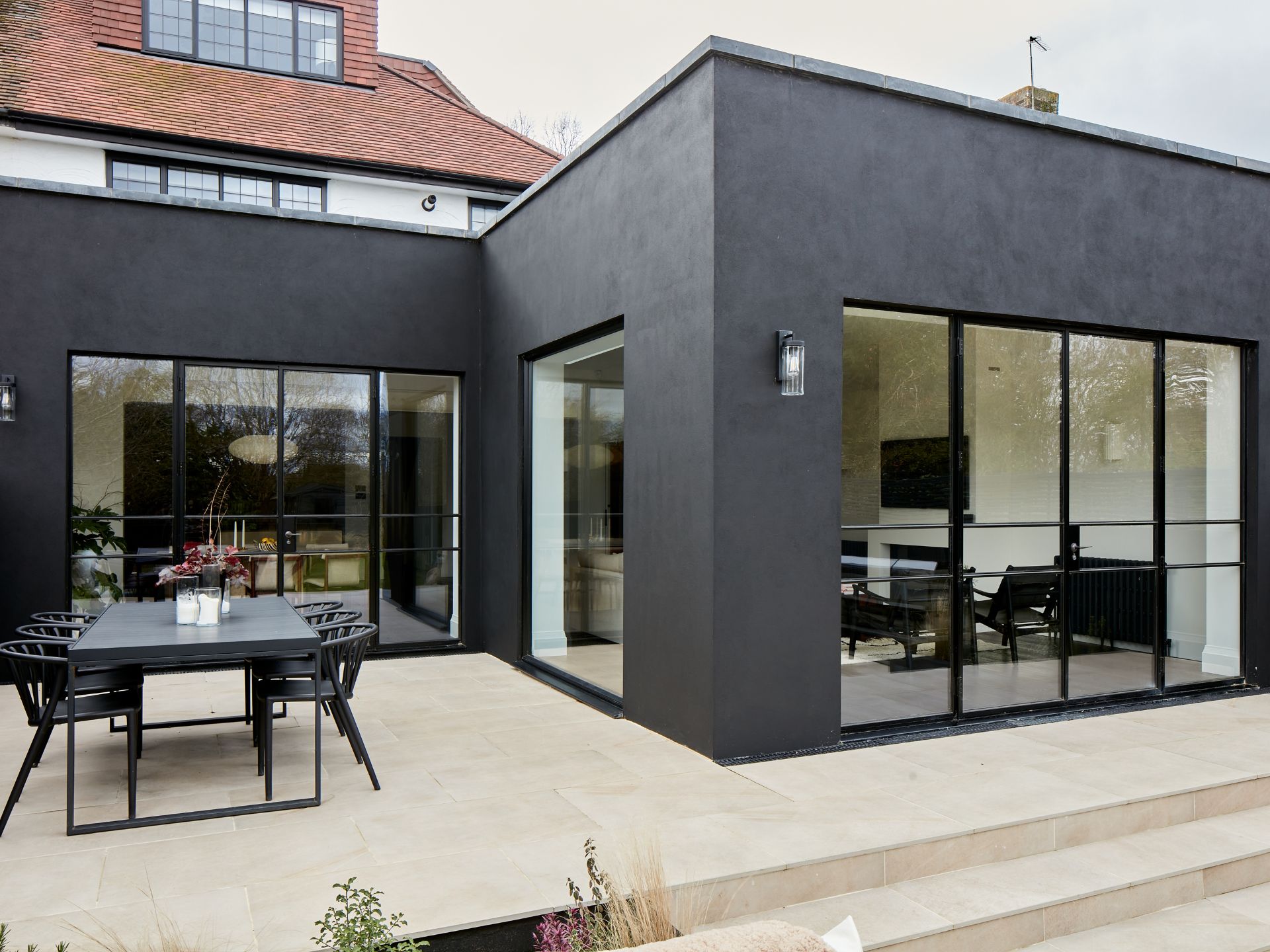 a modern Victorian extension with an external courtyard space