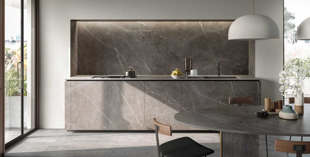 Laminam create beautiful porcelain worktops. A must kitchen trend for 2024