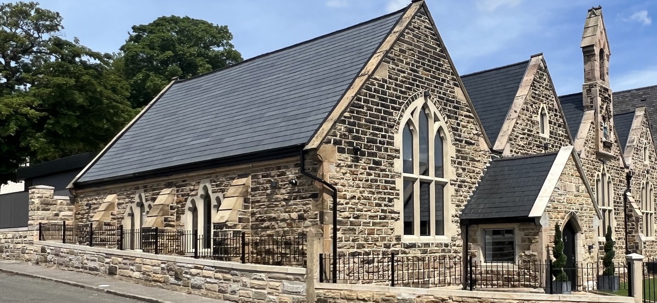 A GB-Sol PV Slate roof on a converted school building