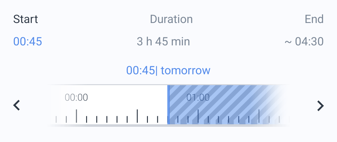A screenshot from the Home Connect Android app, showing a dishwasher being scheduled to start at 12:45am