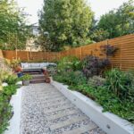 Pathway leading to raised decking area