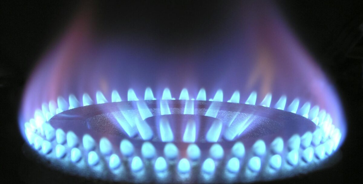 A gas burner in operation
