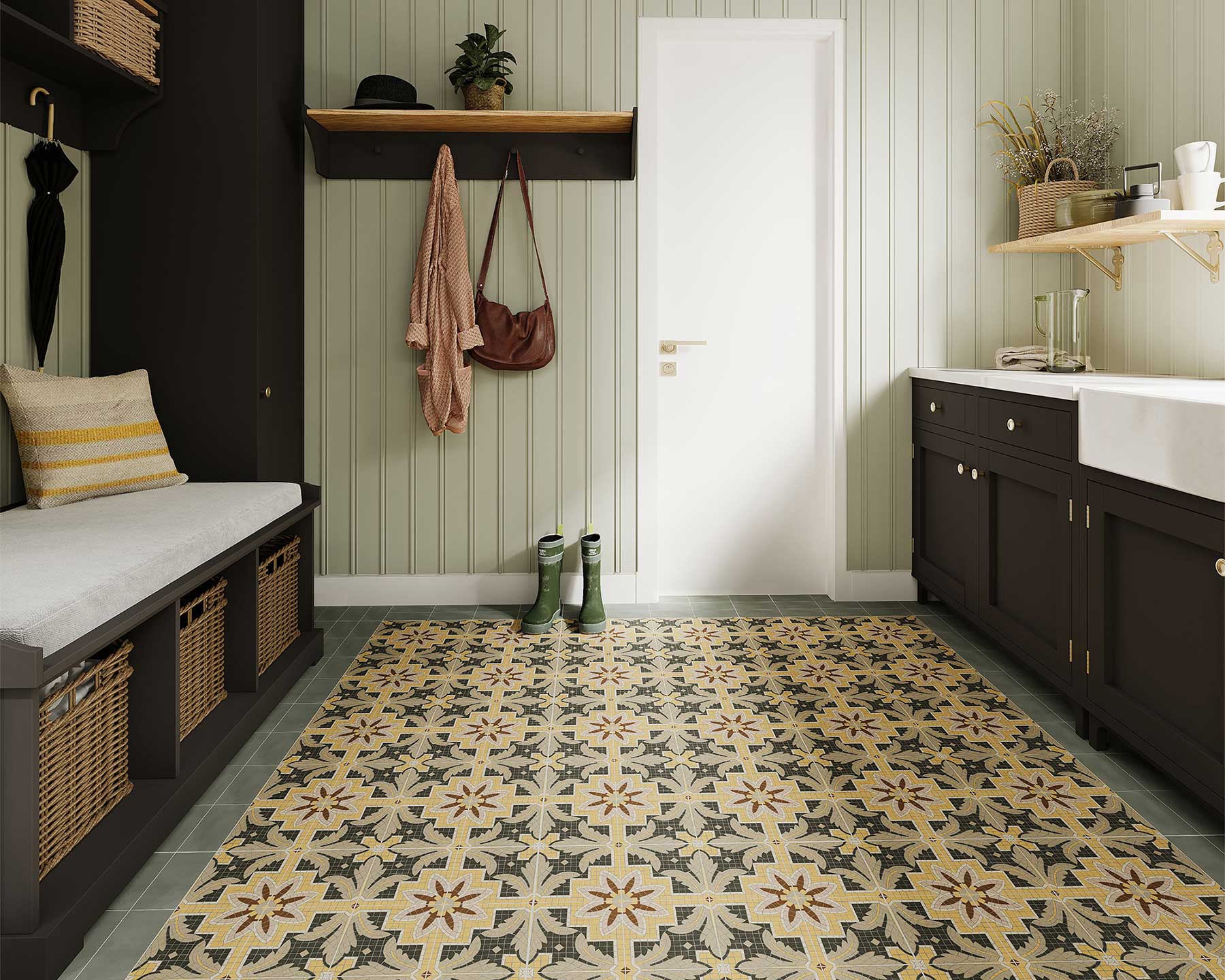 Get creative with mosaic tiles in your boot room