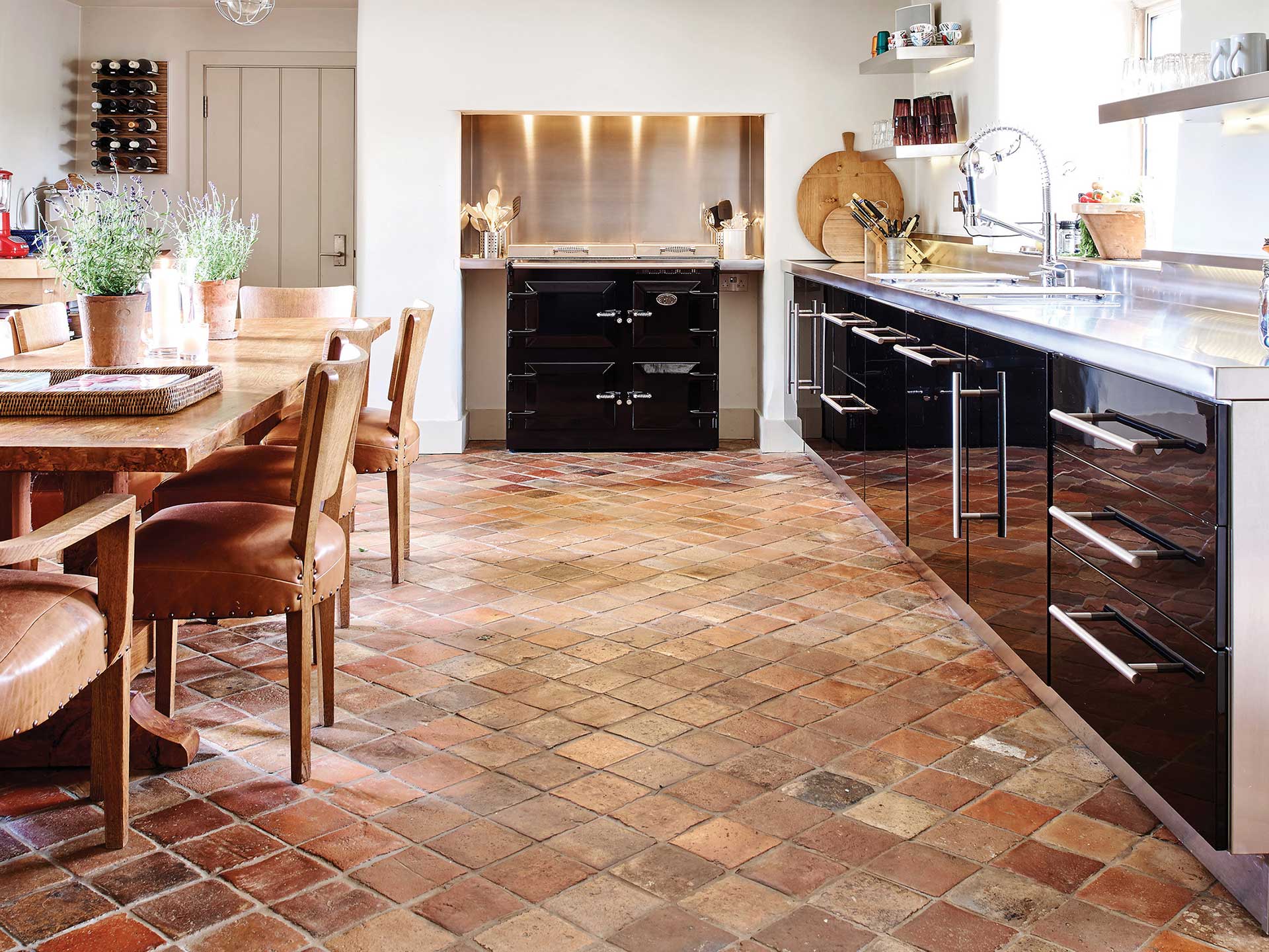 Classic Victorian tiling with a terracotta finish