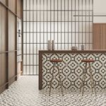 Blend your kitchen island into your flooring as an updated tiling idea