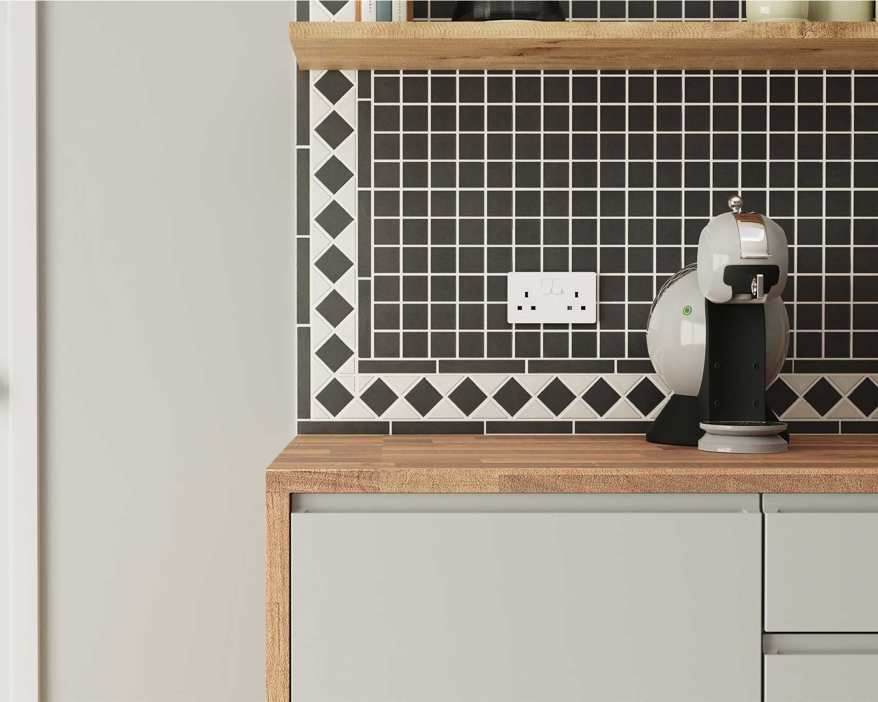 Use a floor tiling ideas as an updated splashback