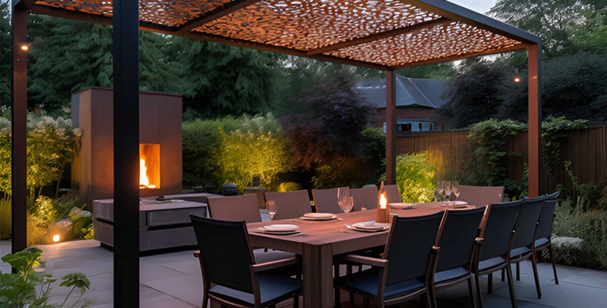 A Corten steel pergola will add interest and style your your garden zoning