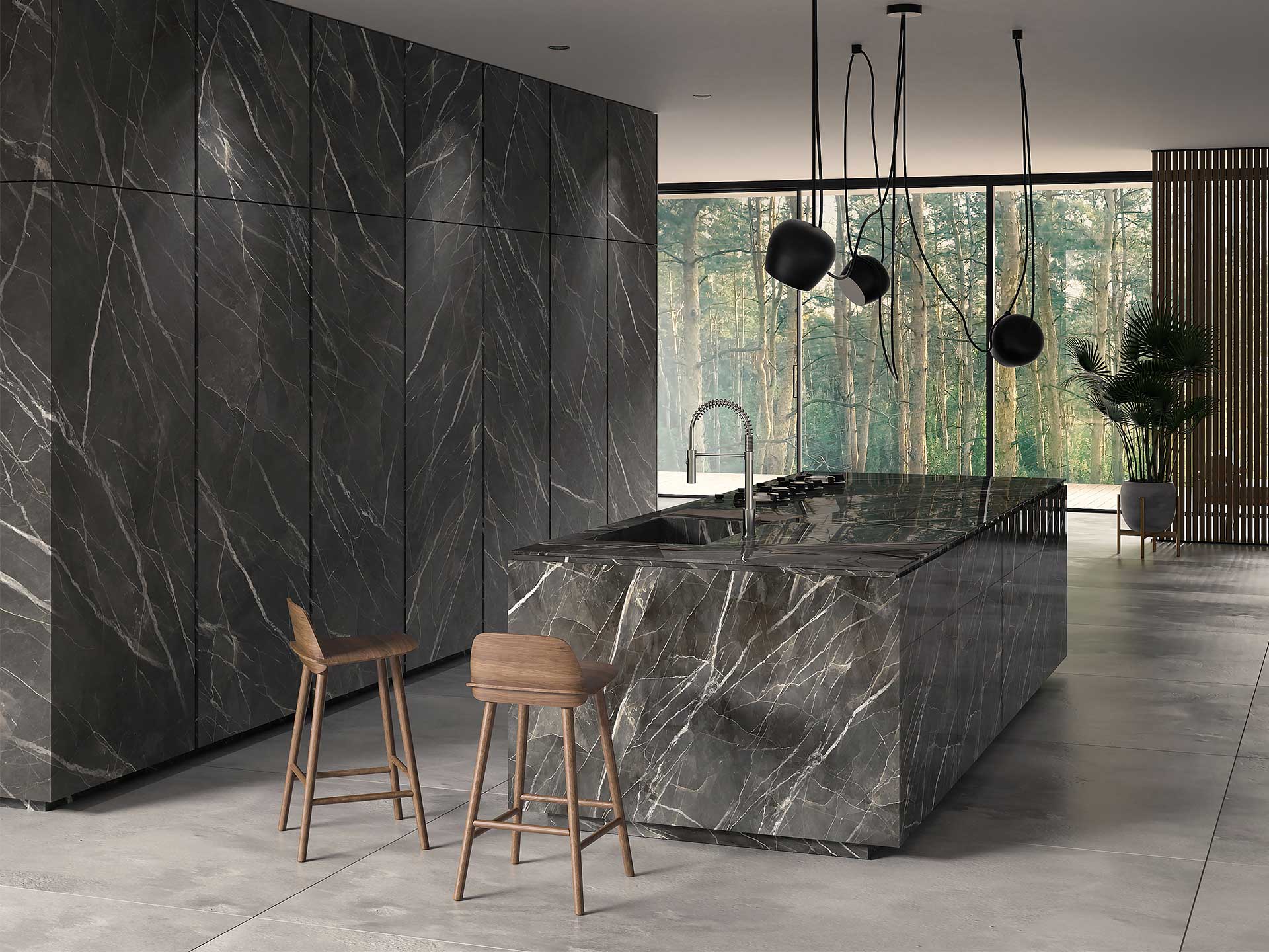 Dark surface ceramics bring depth and sophistication to a room
