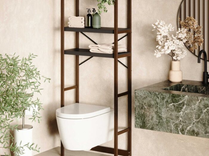 Utilise storage in your downstairs toilet to maximise space