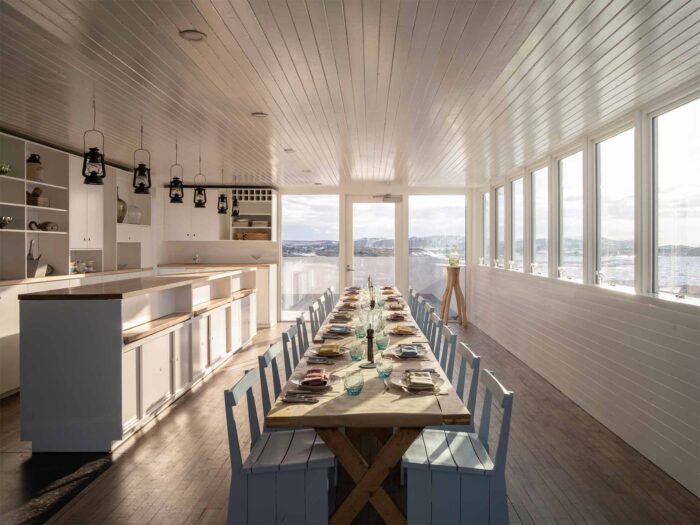 White-washed interiors and wood cladding are the style at the eco-friendly Fogo Island Inn
