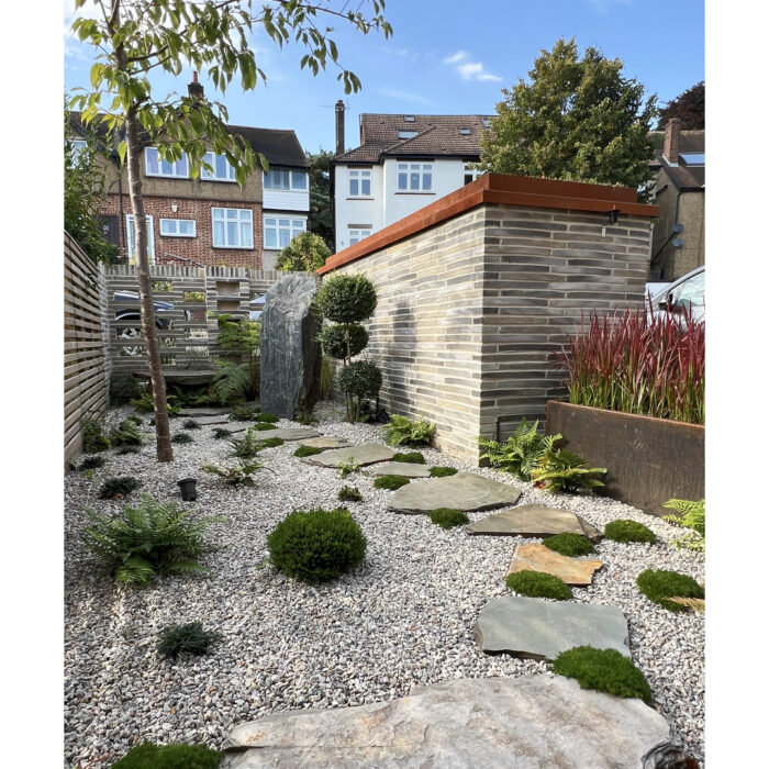 Front garden at Sydenham self-build