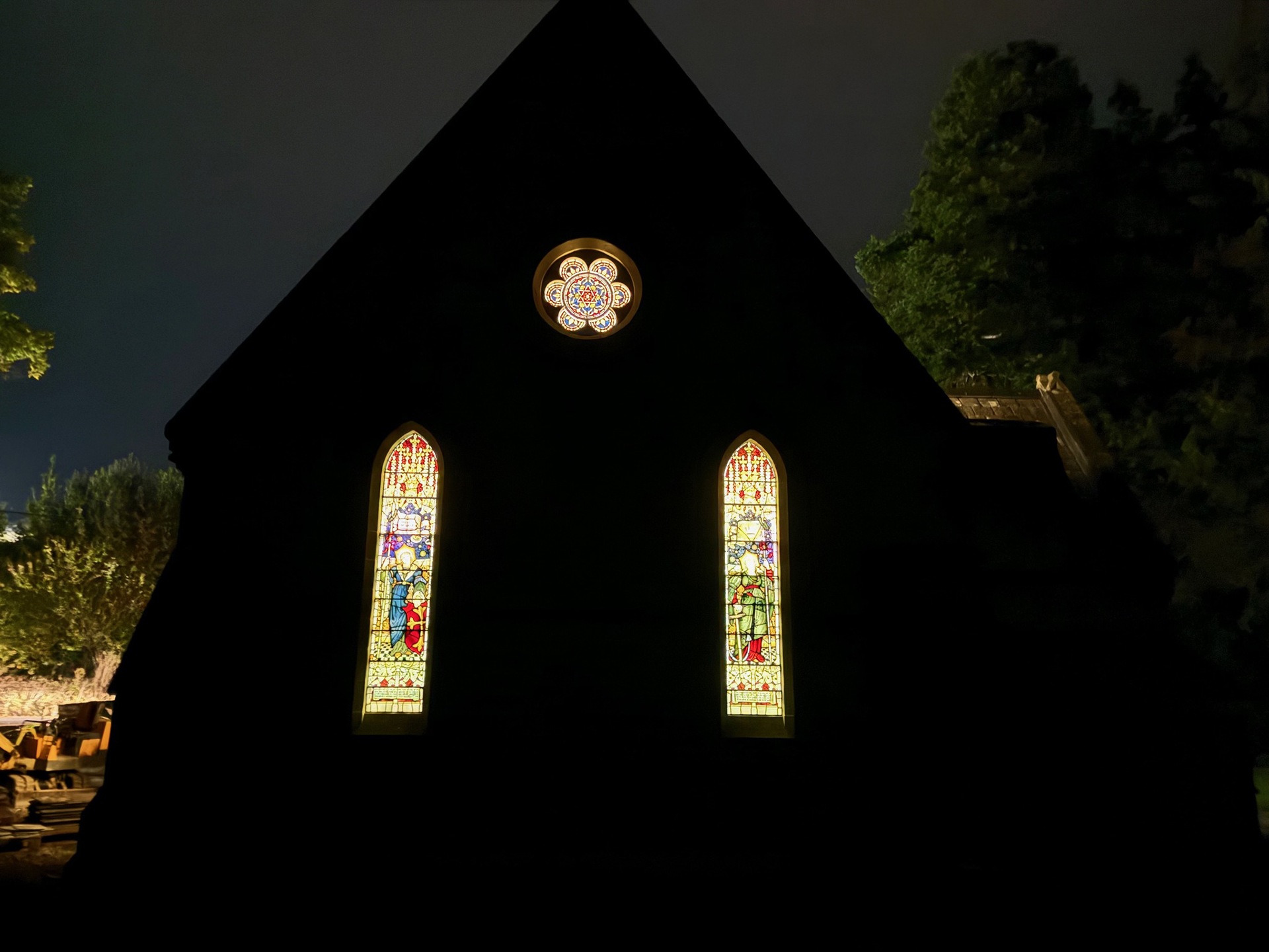 Warkburn Old Church at night