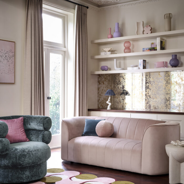 A pink sitting room