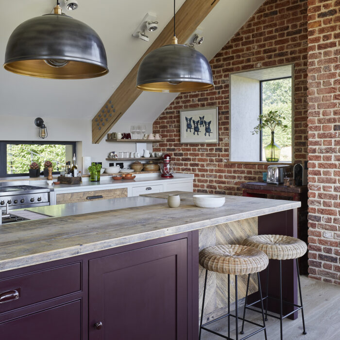 A breakfast bar in a stylish kitchen