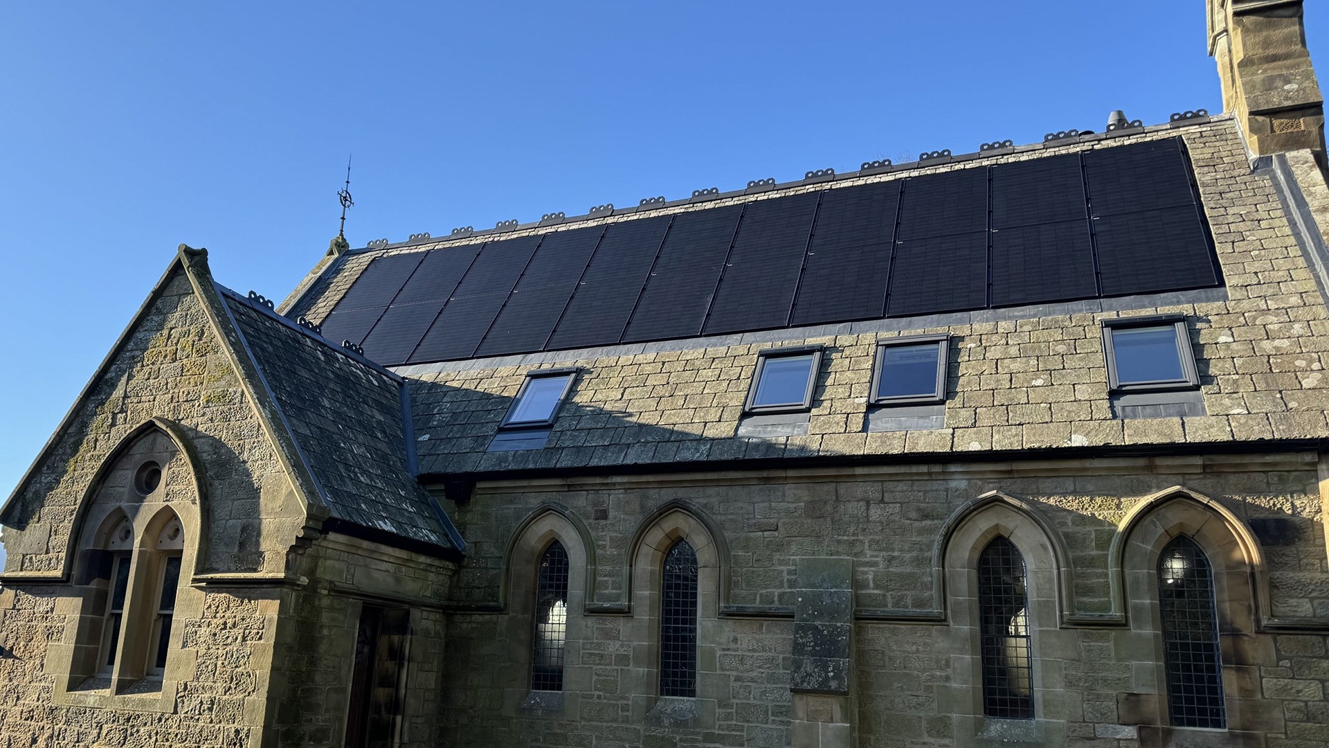 Solar panels at Warksburn Old Church